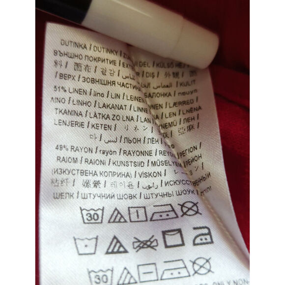 Guess Red Linen Blend Off The Shoulder Top - Size M - Button Casual Long Sleeve - Picture 5 of 7